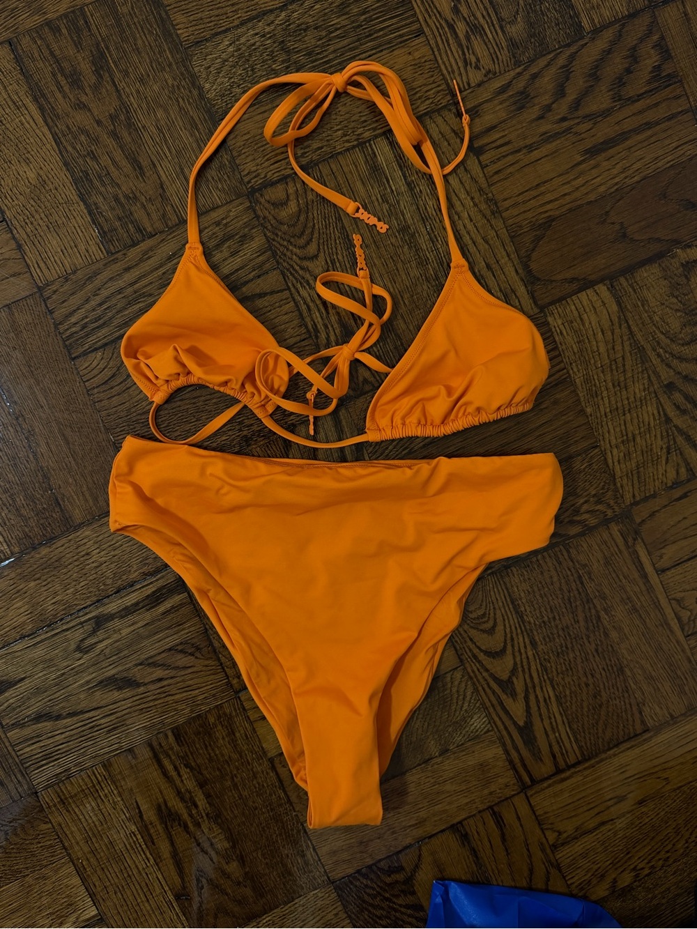 SKIMS Orange Triangle Tie Bikini Set